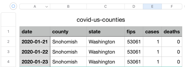 Spreadsheet with rows and columns