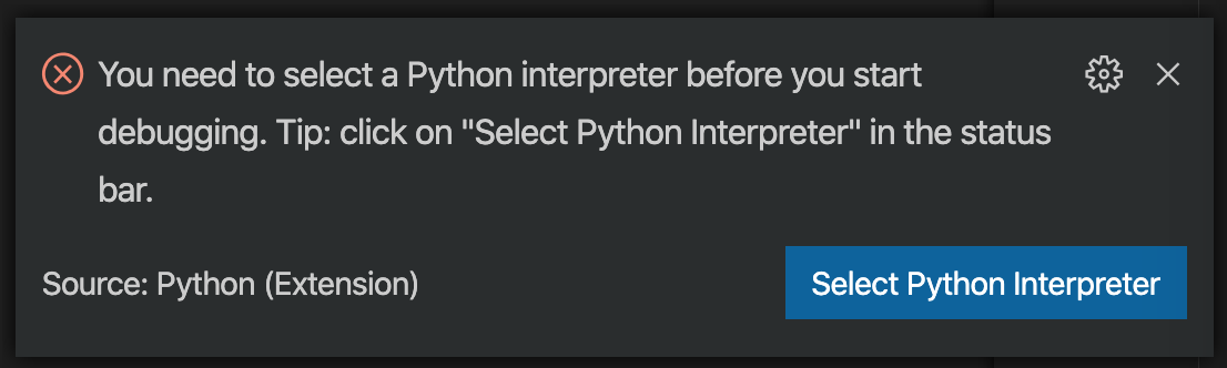 Visual Studio Code's python interpreter warning... set up the anaconda interpreter