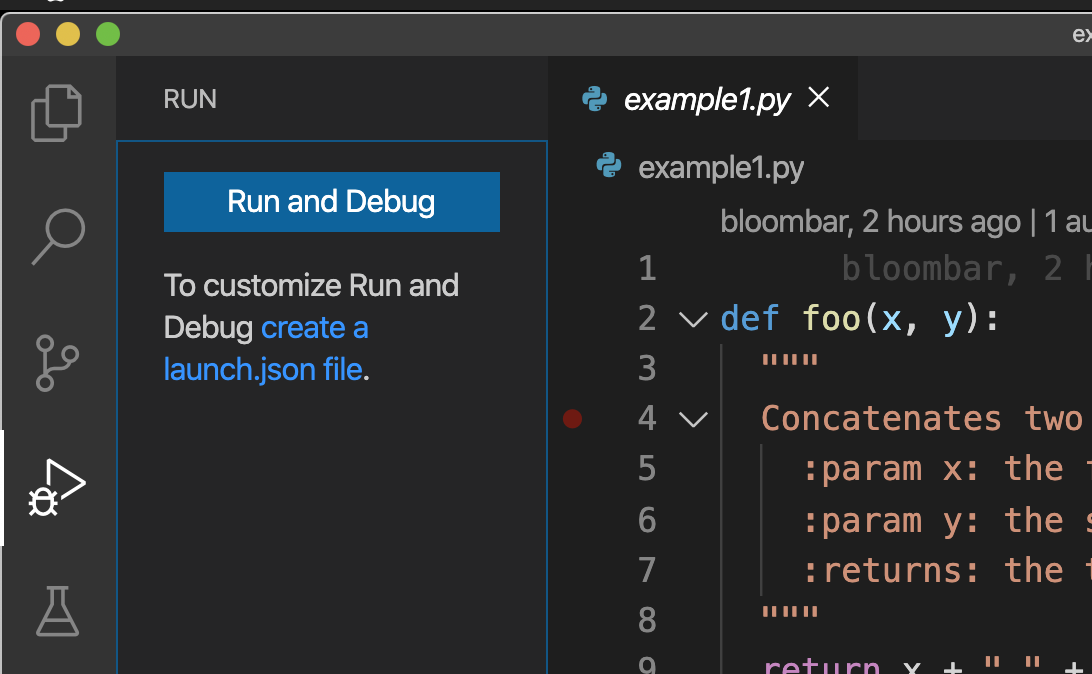 Visual Studio Code's Run view... click to configure, if
offered