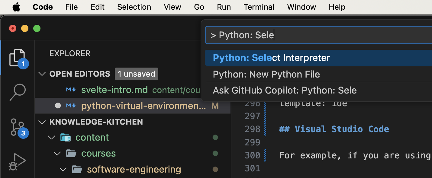 VSCode select Python interpreter