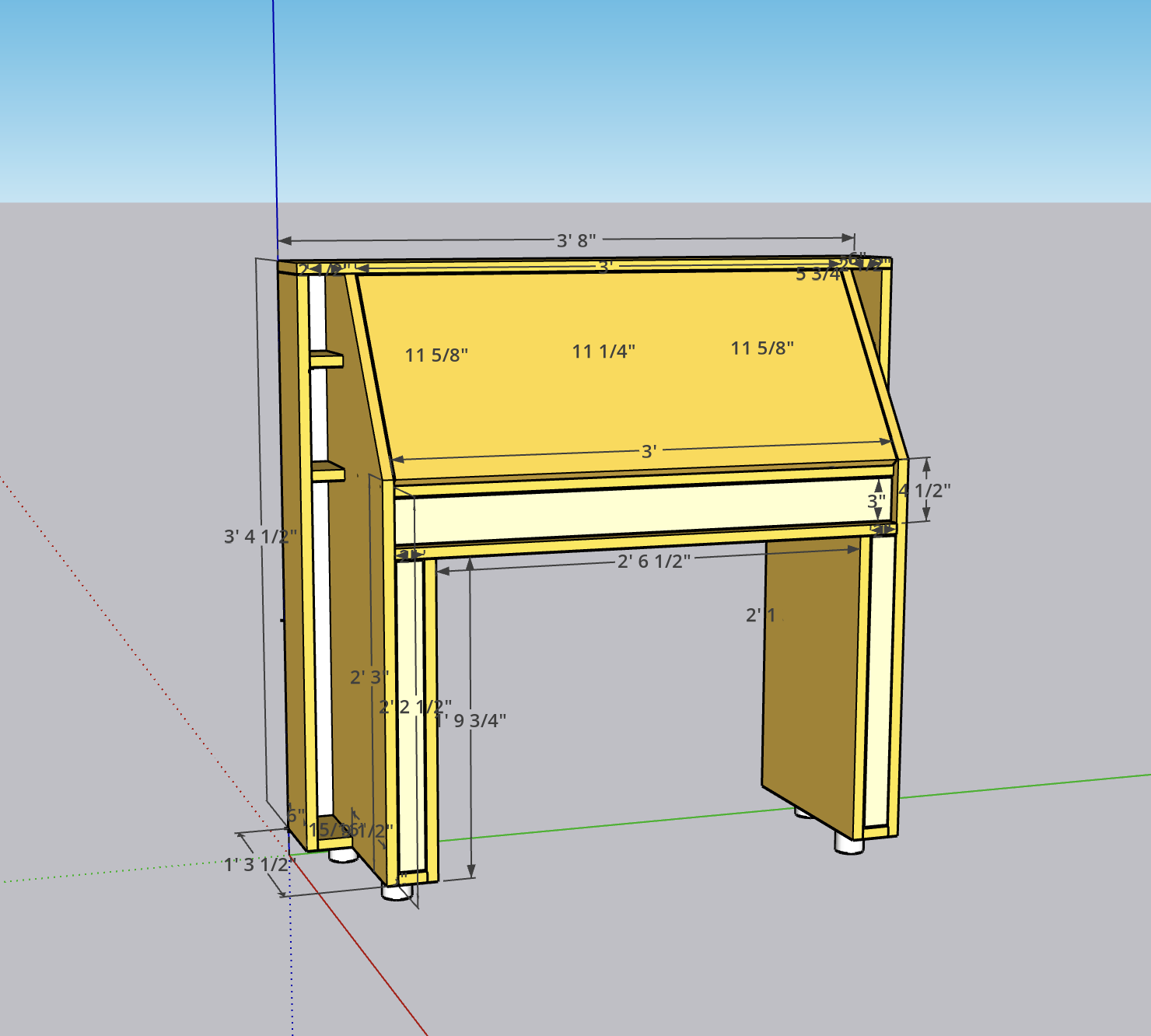 Secretary desk 3d model 1