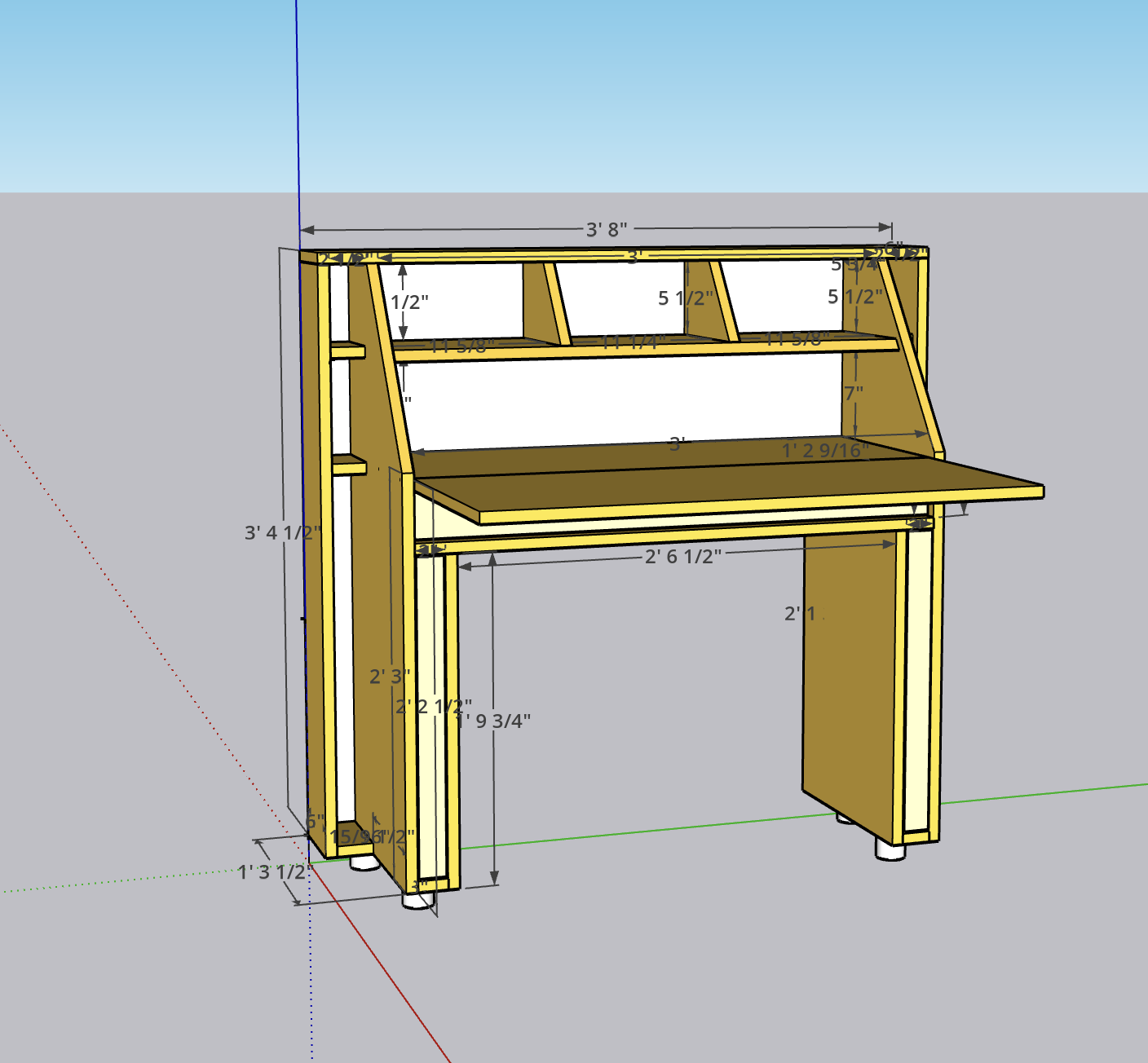 Secretary desk 3d model 2